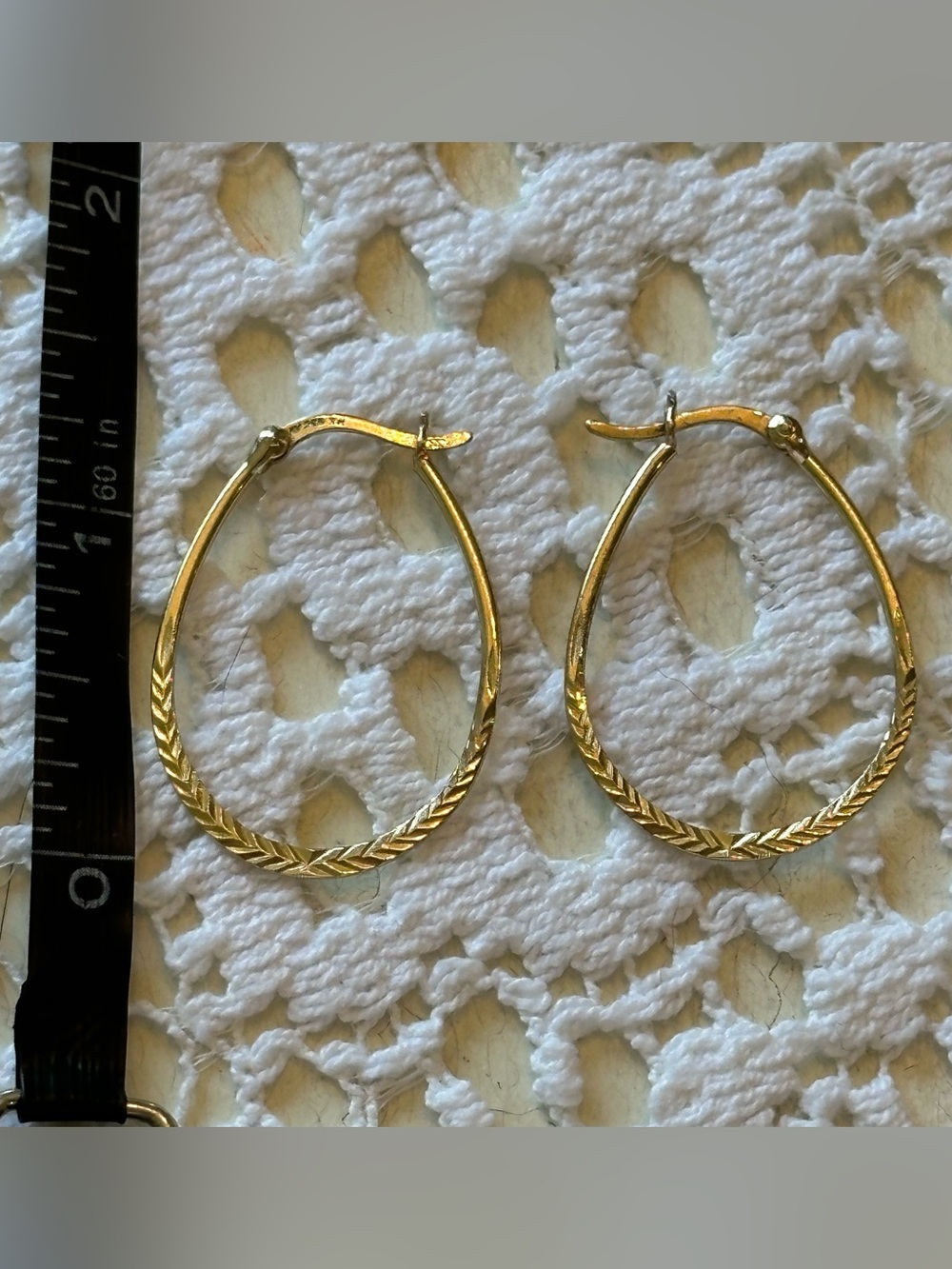 Sterling Silver with Gold Vermeil Textured Hoop Earrings - Women Jewelry